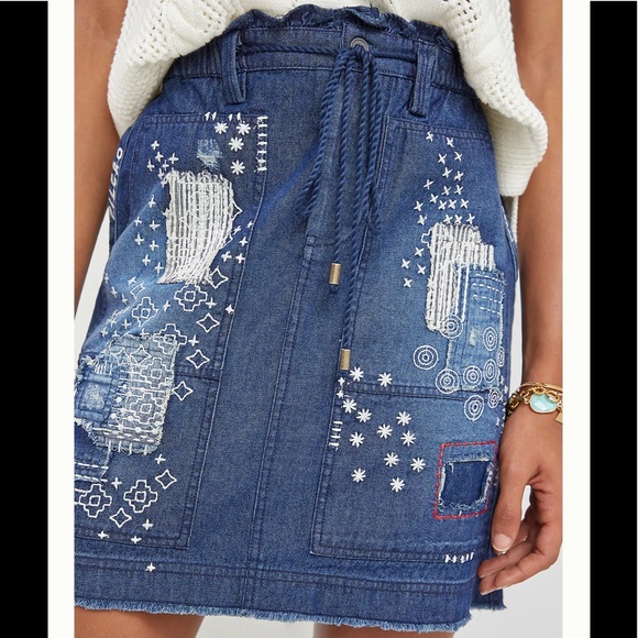 NWT Anthropologie Pilcro & the Letterpress Denim Patchwork Mini Skirt Size S - Picture 2 of 7
